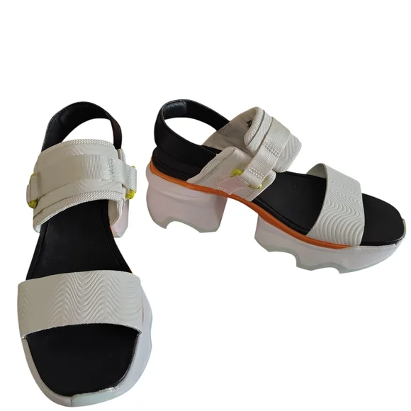 Sorel Women's Kinetic Y-Strap High SZ 8.5- White Orange Wedge Sandals R21 - Picture 4 of 9